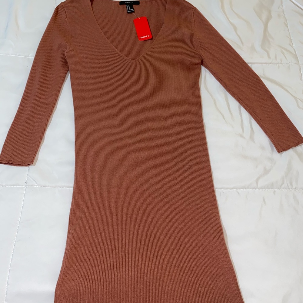 Dark Tan Long Sleeve Dress